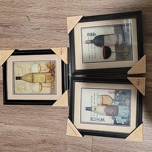 3pc set of wine art